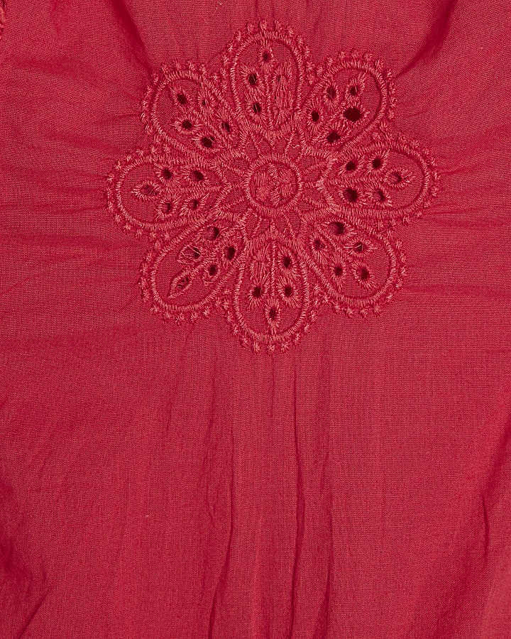 Petite Pink Crochet Embroidered Mini Dress