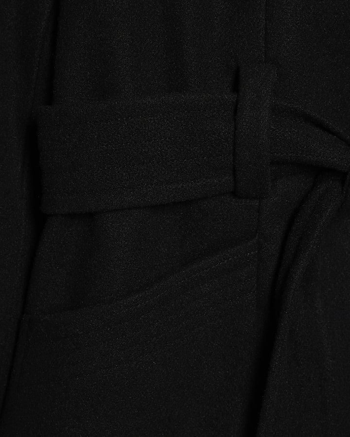 Petite Black Belted Short Coat