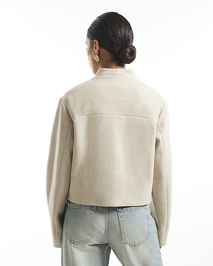 Petite Cream Button Front Jacket