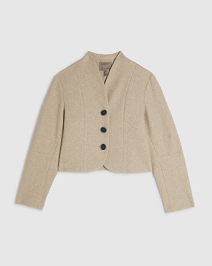 Petite Cream Button Front Jacket