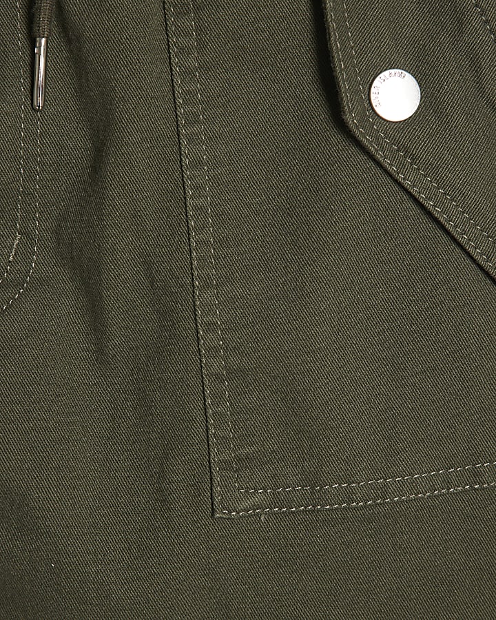 Khaki Denim Utility Mini Skirt