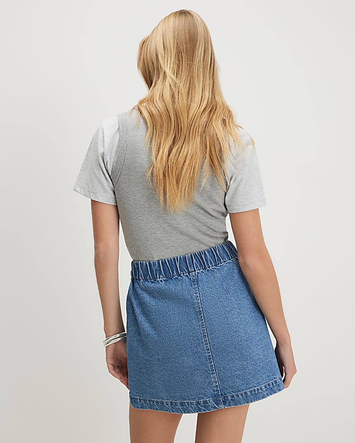 Blue Utility Denim Mini Skirt