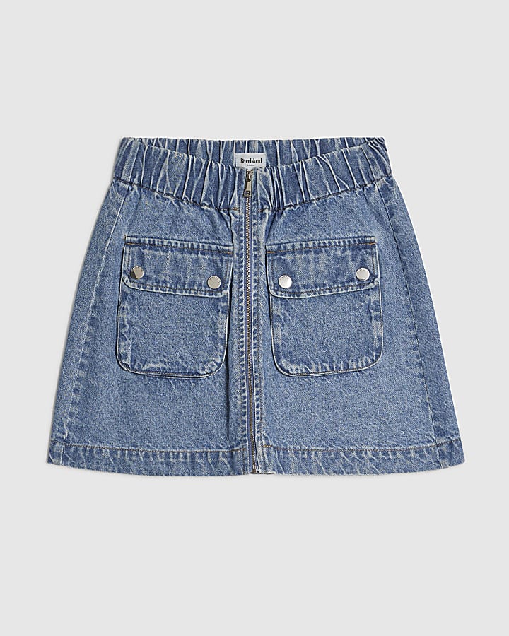 Blue Utility Denim Mini Skirt
