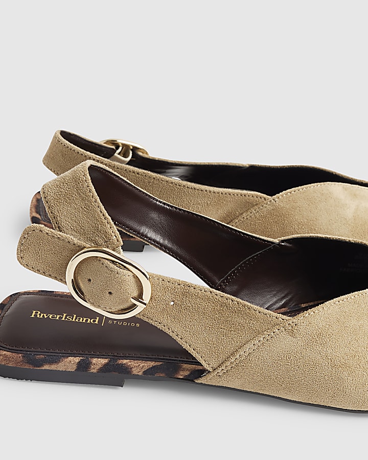 Beige Faux Suede Point Toe Flats