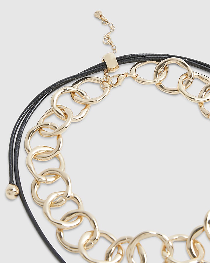 Gold Cord Chain Multirow Necklace
