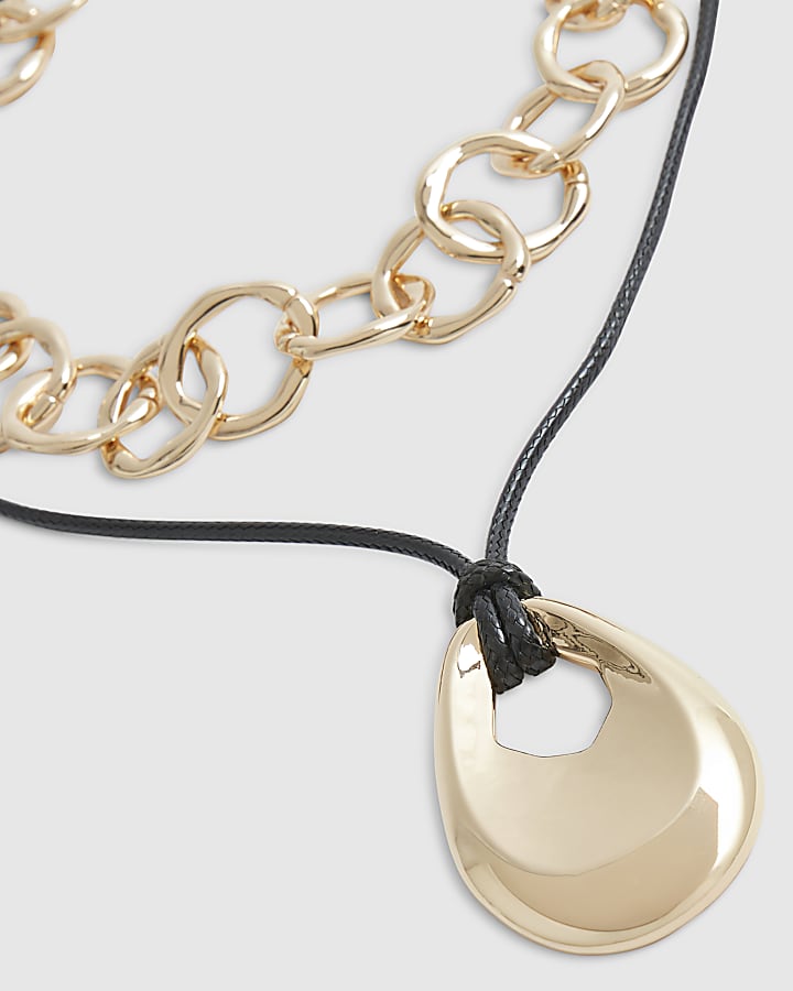 Gold Cord Chain Multirow Necklace