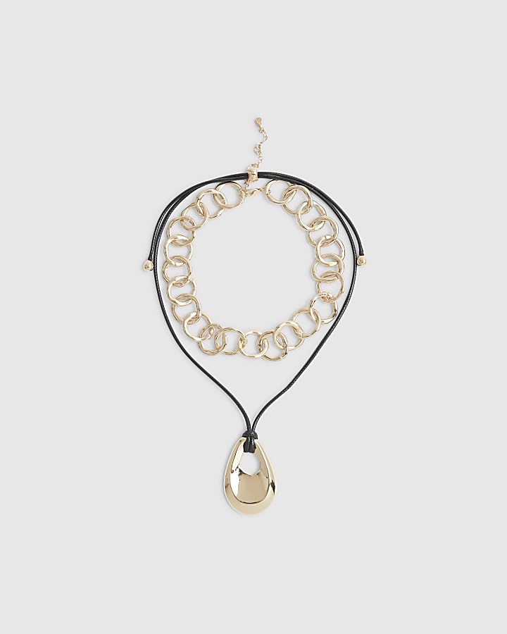 Gold Cord Chain Multirow Necklace