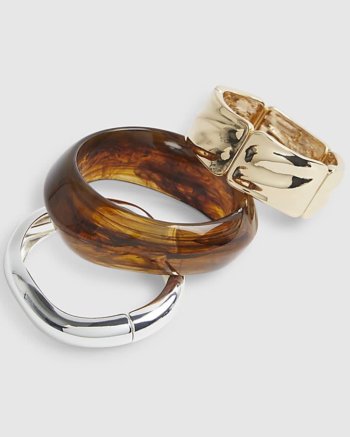 Brown Gold Stretch Bracelet Multipack