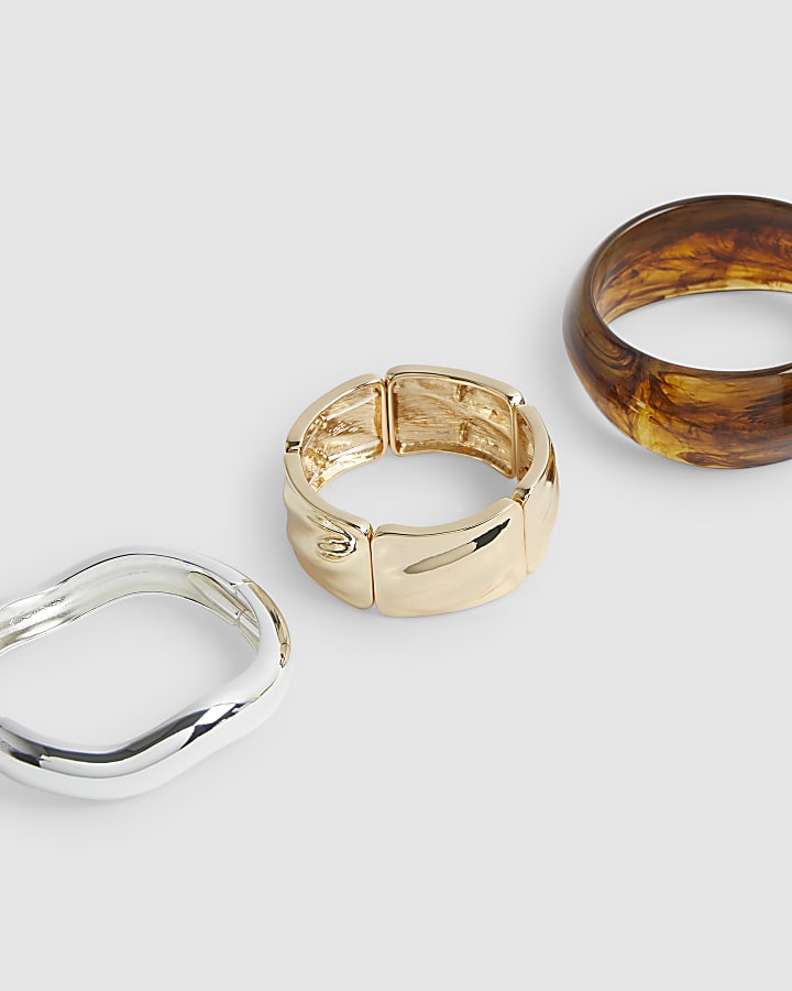 Brown Gold Stretch Bracelet Multipack