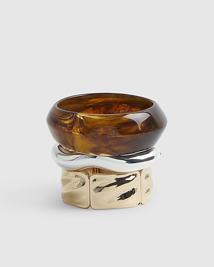 Brown Gold Stretch Bracelet Multipack
