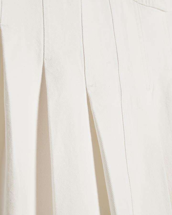 White Denim Sleeveless Seamed Mini Dress