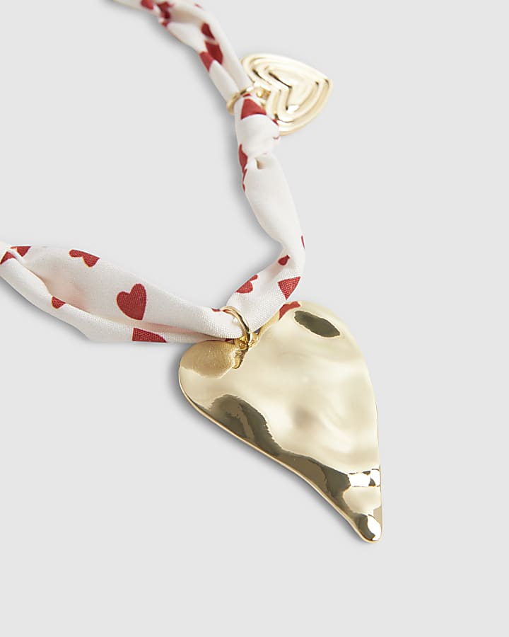 White Heart Charm Phone Chain