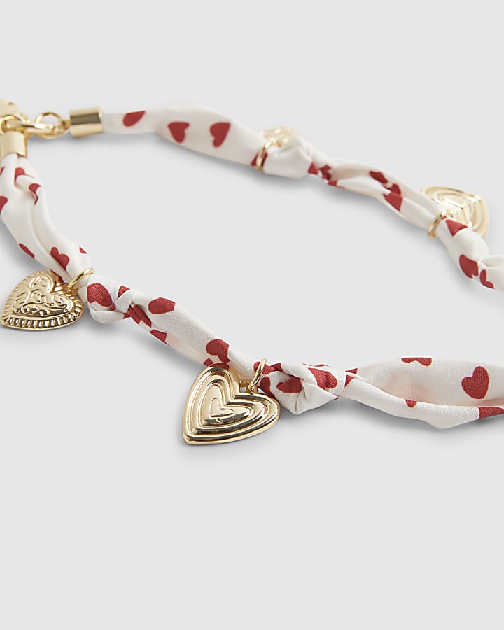 White Heart Charm Phone Chain