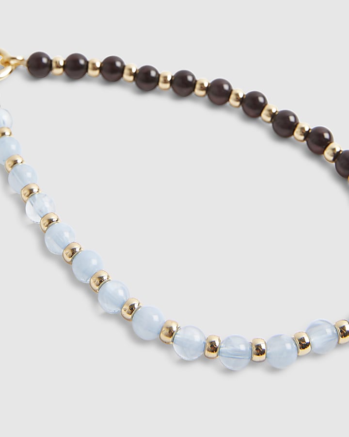 Blue Beaded Charm Phone Chain