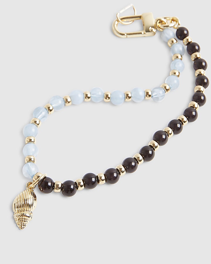 Blue Beaded Charm Phone Chain