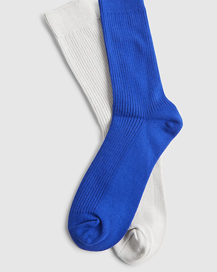 Blue Ribbed Socks 2 Pack