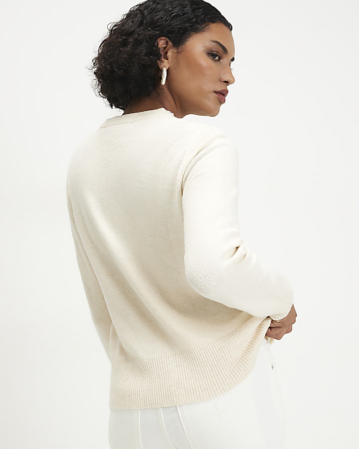 Cream Frill Trim Button Up Cardigan