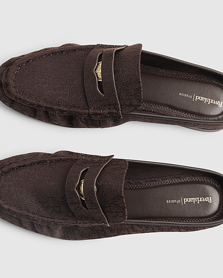 Brown Backless Loafers