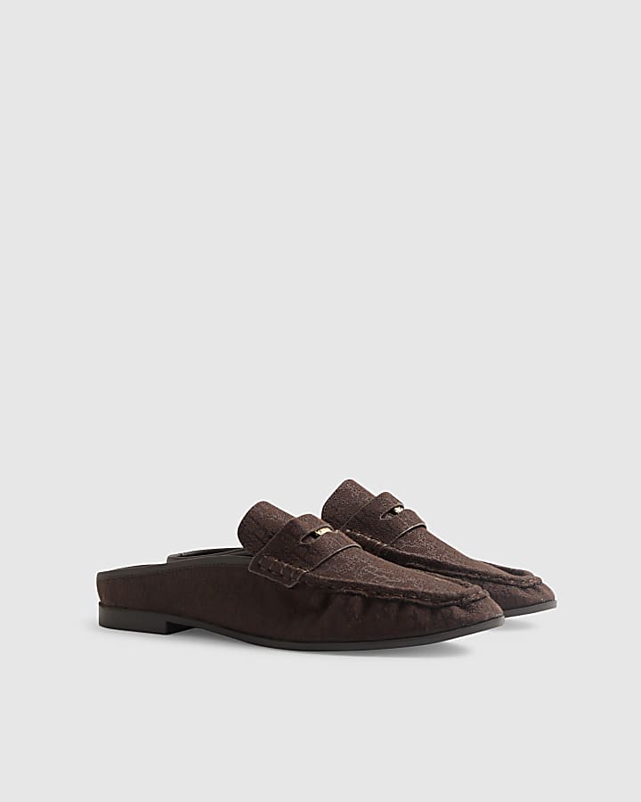 Brown Backless Loafers