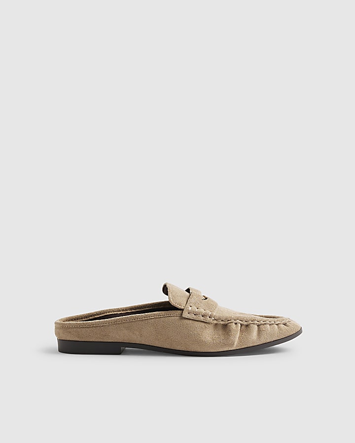 Beige Backless Loafers