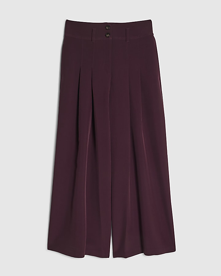 Purple High Waisted Wide Leg Trousers