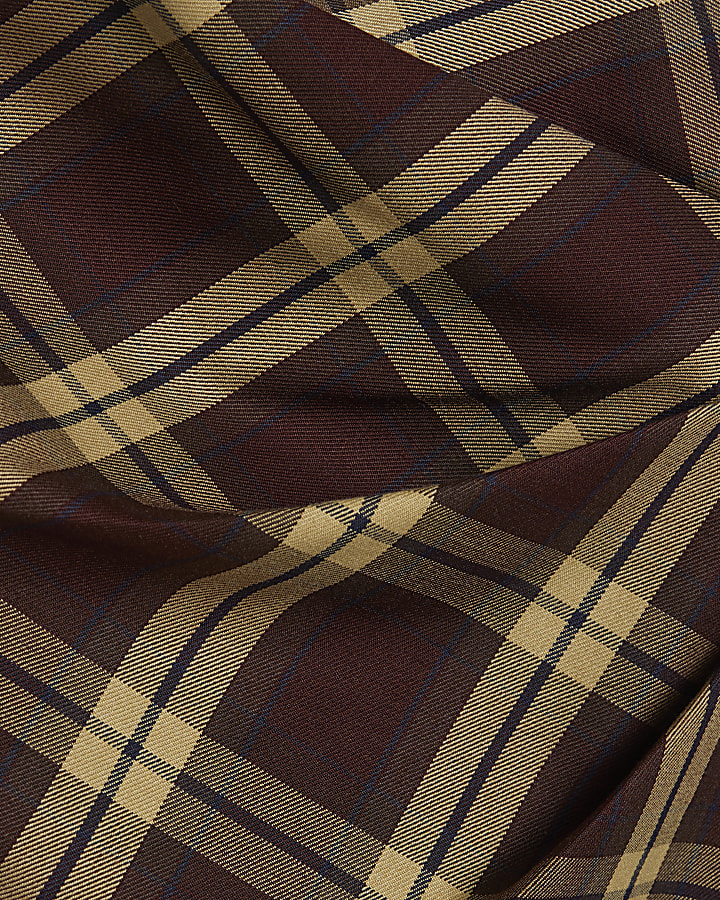 Red Check Drape Mini Dress