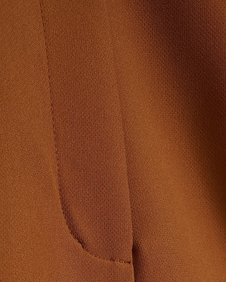 Brown Belted Structured Shorts