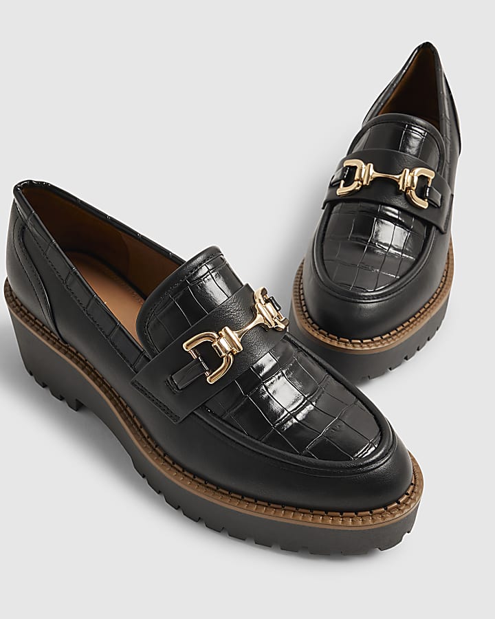 Black Chunky Snaffle Loafers
