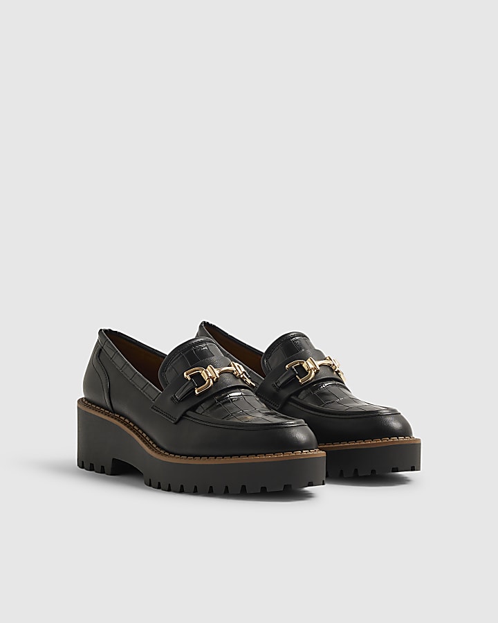 Black Chunky Snaffle Loafers
