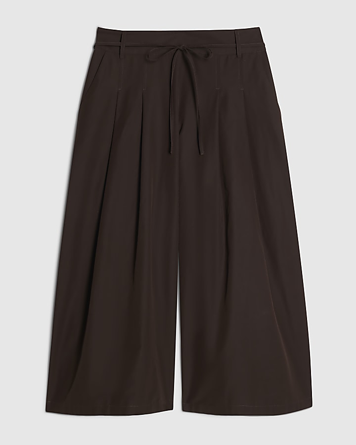 Brown Cotton Poplin Culottes