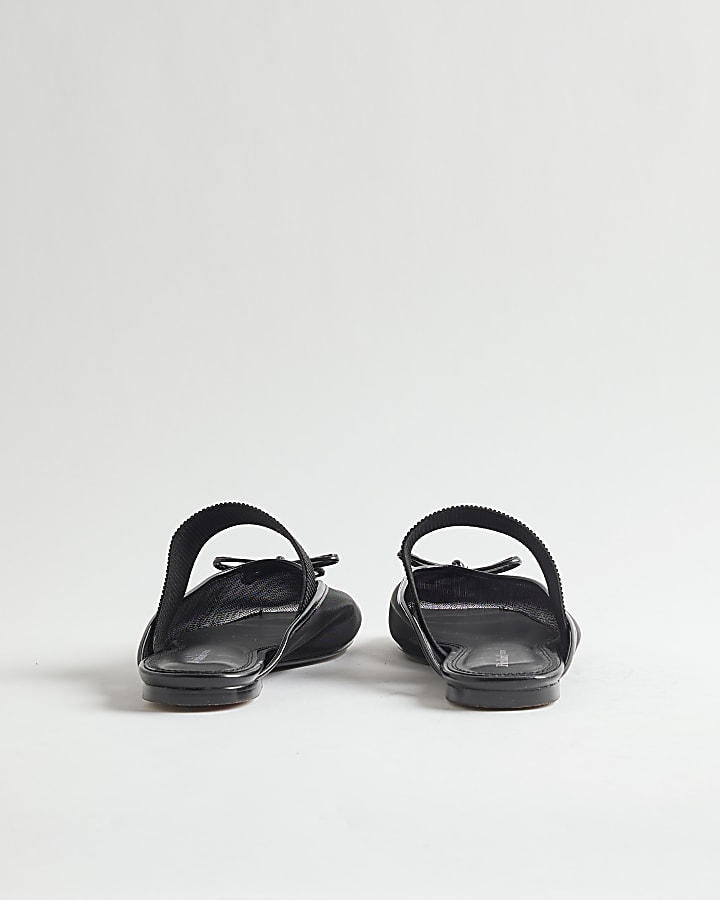 Black Mesh Backless Ballet Pumps