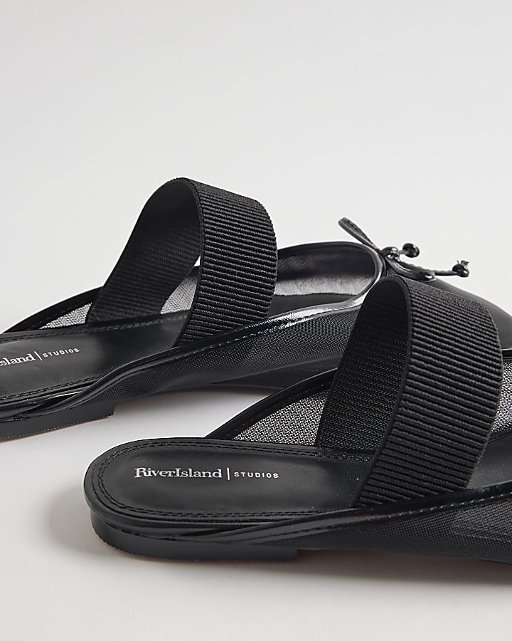 Black Mesh Backless Ballet Pumps