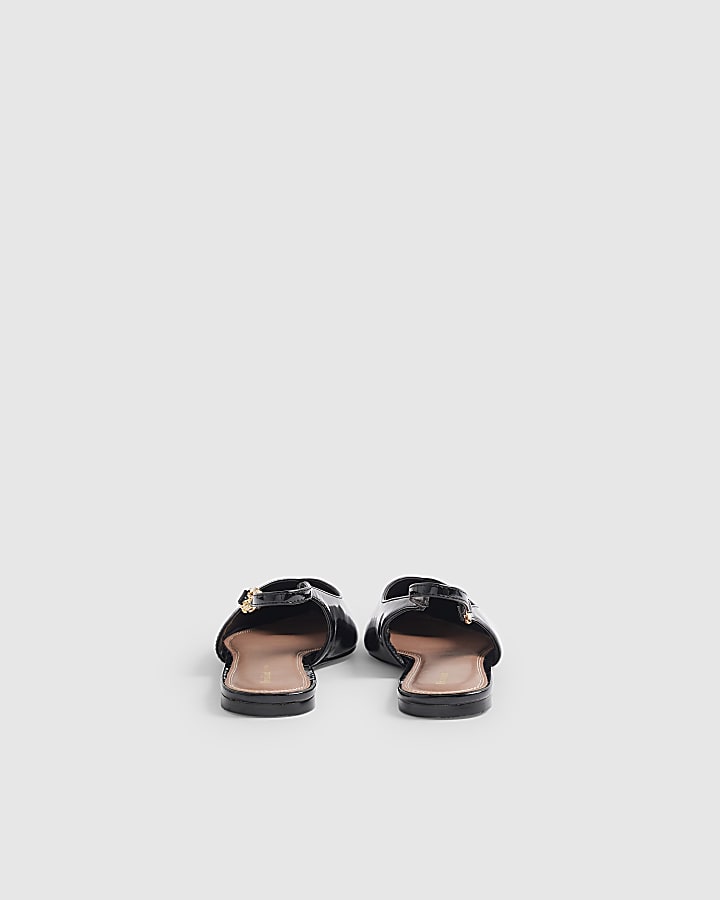 Black Sling Back Patent Pointed Toe Shoes