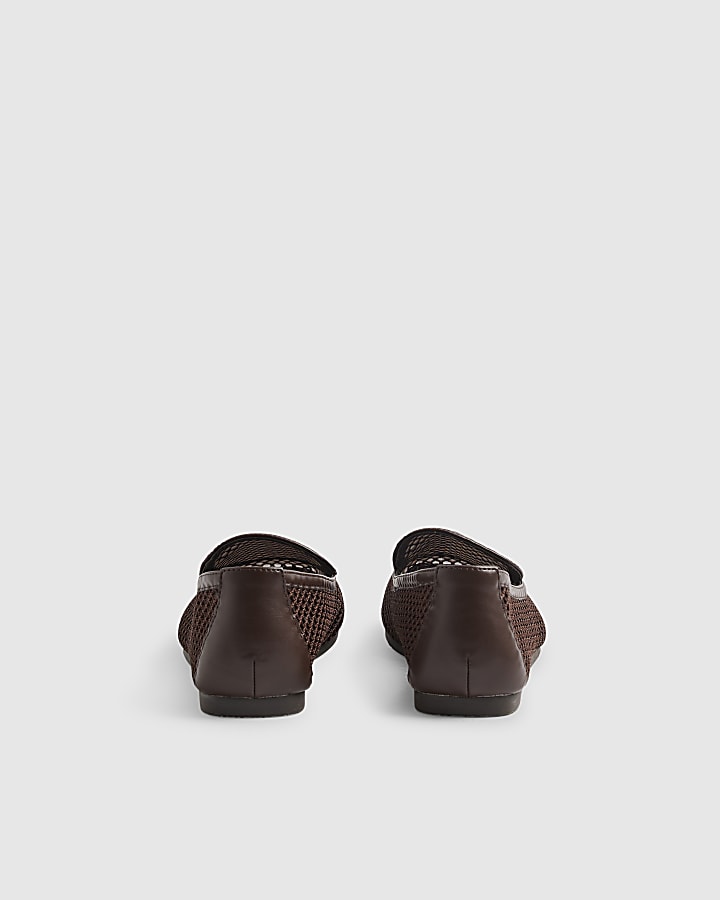 Brown Mesh Loafers