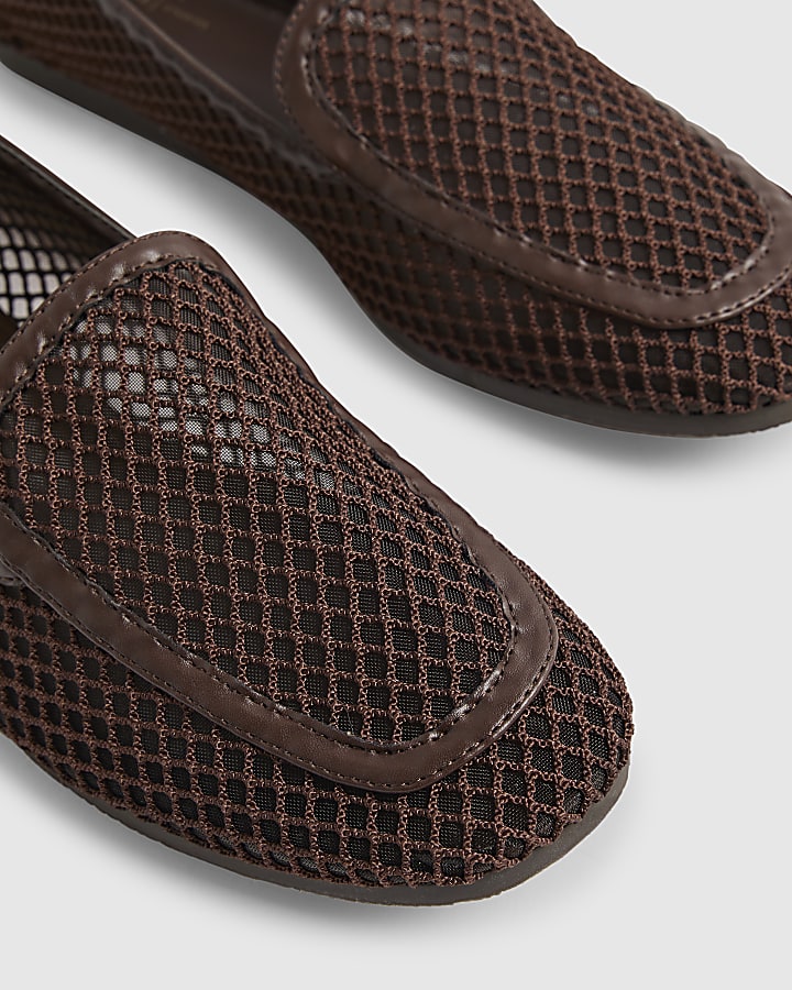 Brown Mesh Loafers