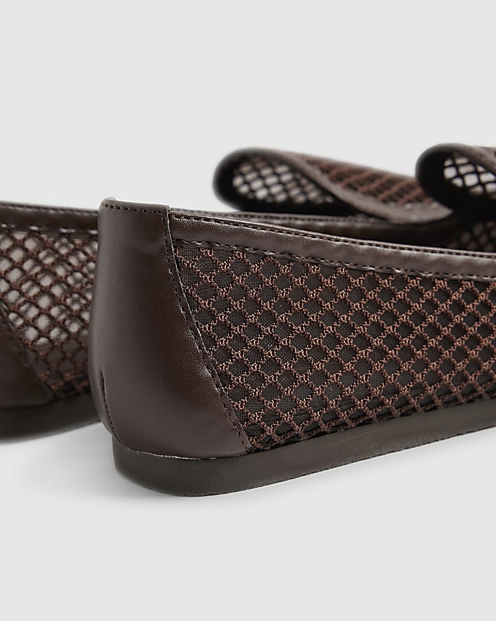Brown Mesh Loafers