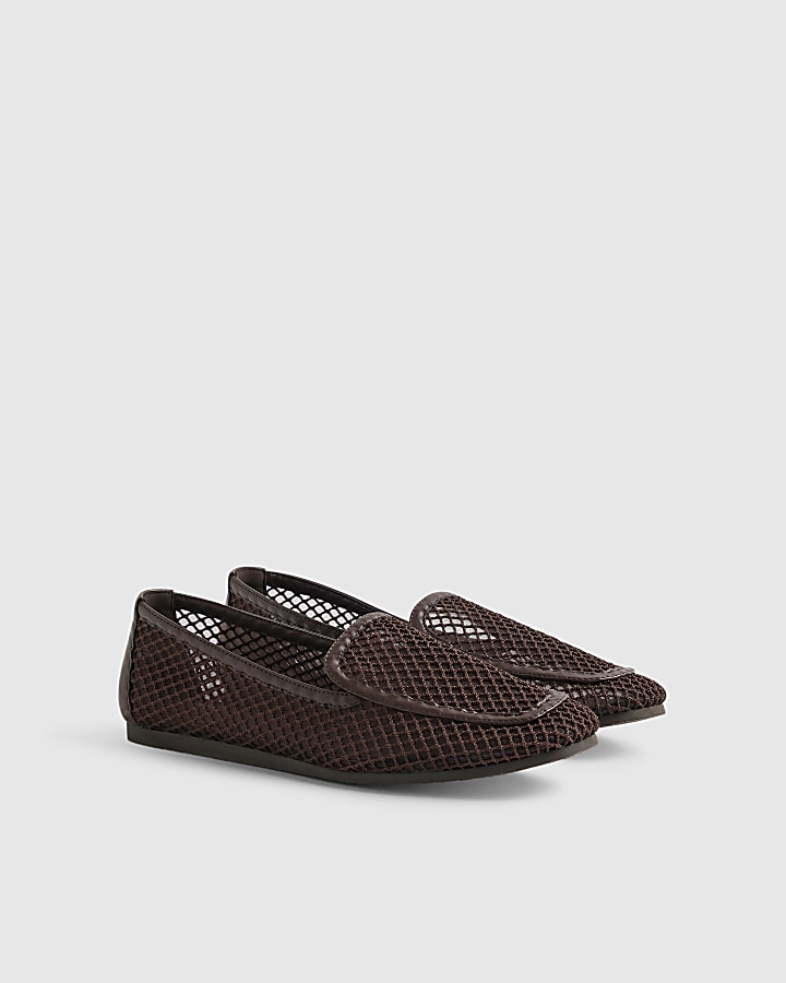 Brown Mesh Loafers