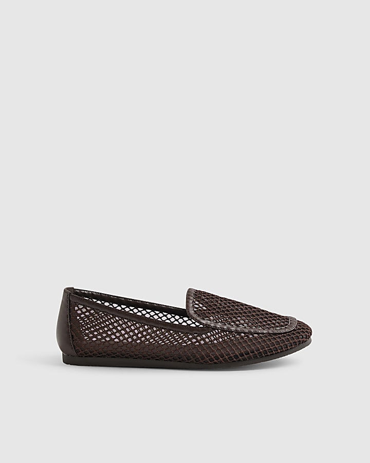 Brown Mesh Loafers
