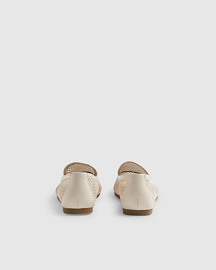 Cream Mesh Loafers