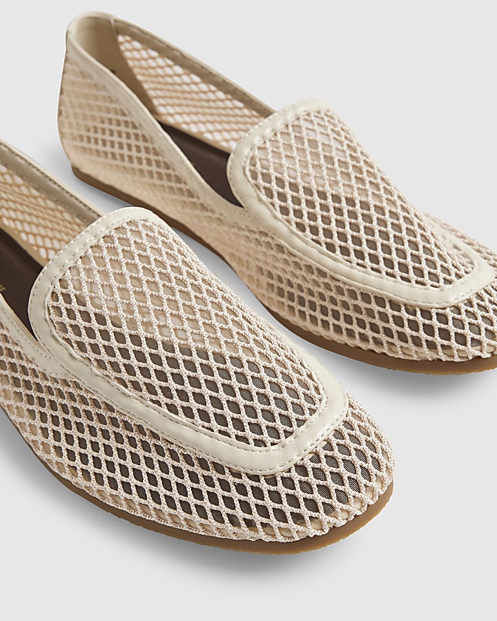Cream Mesh Loafers