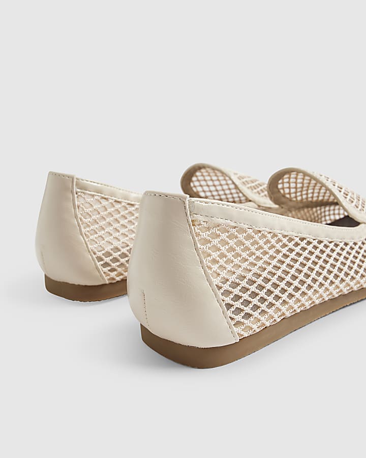 Cream Mesh Loafers