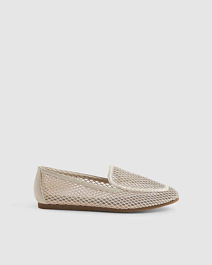 Cream Mesh Loafers