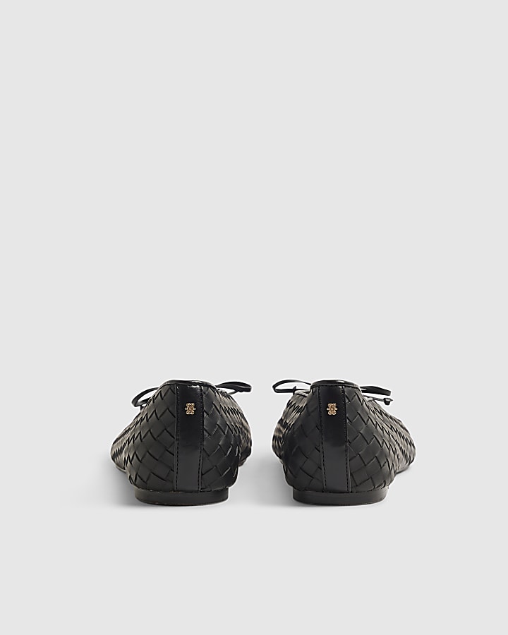 Black Woven Ballet Flats