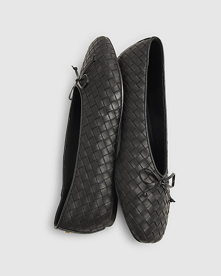 Black Woven Ballet Flats