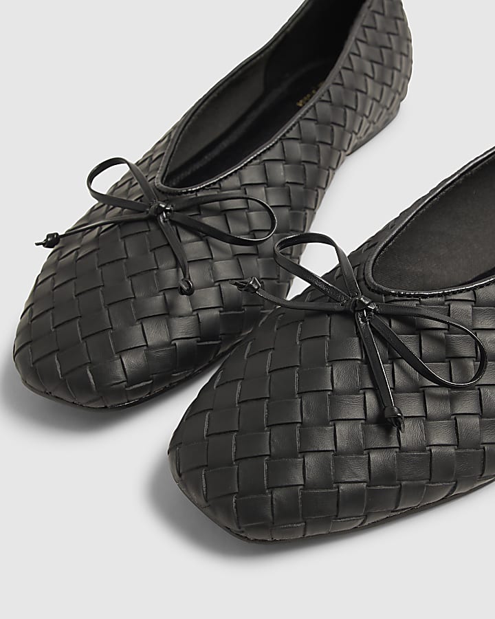 Black Woven Ballet Flats