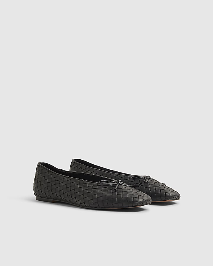 Black Woven Ballet Flats
