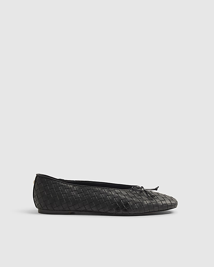 Black Woven Ballet Flats