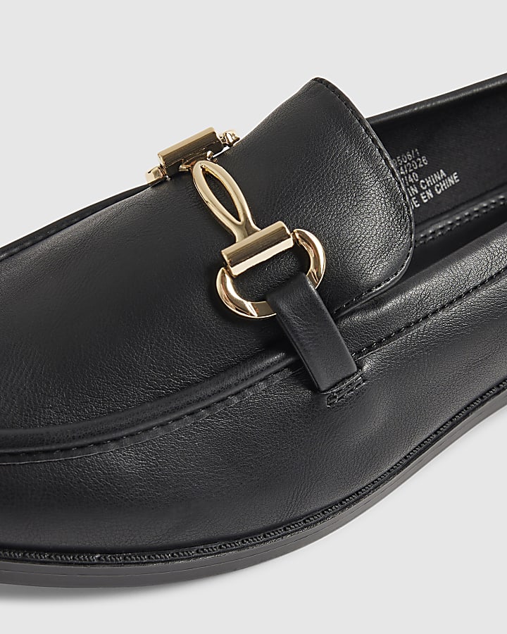 Black Snaffle Trim Loafers