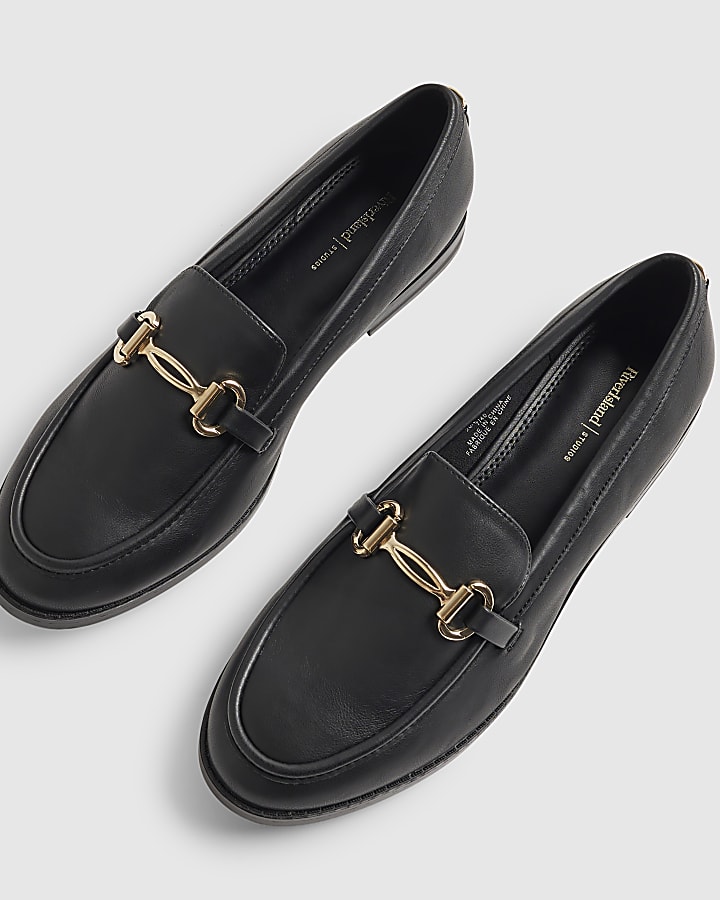 Black Snaffle Trim Loafers