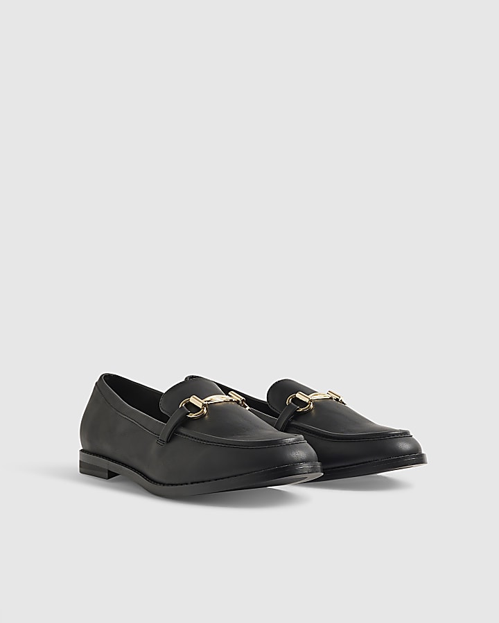 Black Snaffle Trim Loafers